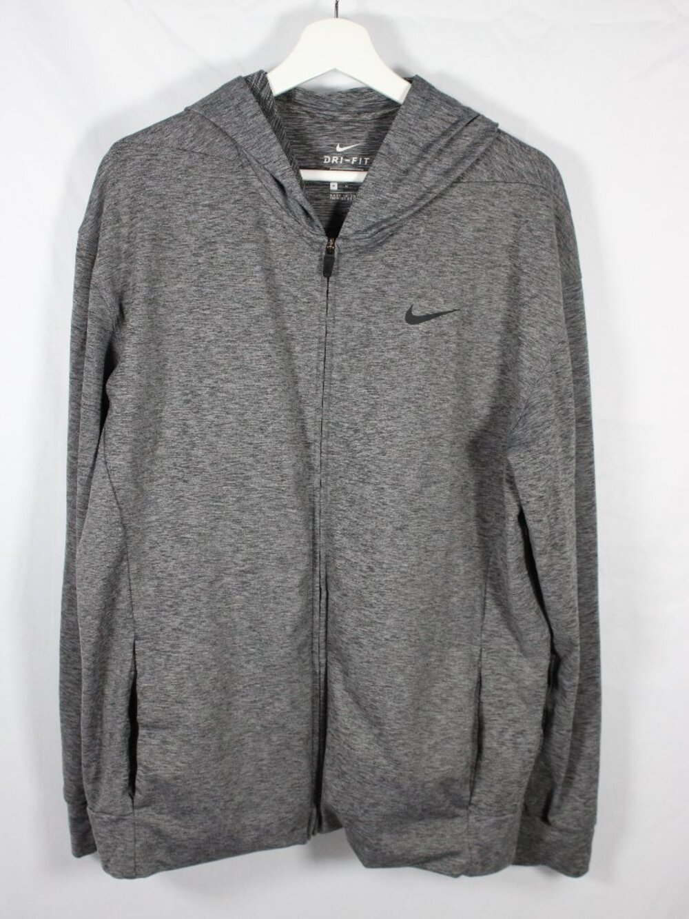 Nike Dri Fit Full Zip Hoodie Size M Gray Heather Standard Fit Athletic Jacket